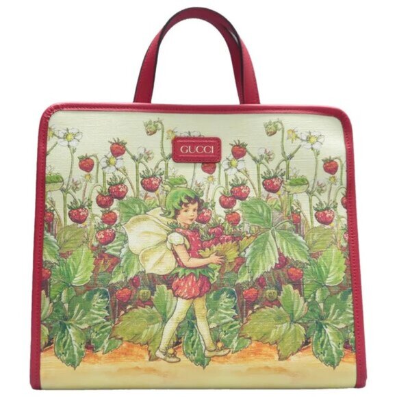 GUCCI Flower Fairies Red Canvas Tote 882-061425 - Picture 1 of 12